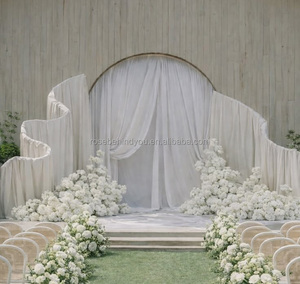 Struttura per Sfondo Matrimoniale Personalizzata da Esterno, Parete Drappeggiata, Idee per Sfondi Nuziali, Supporto per Sfondo Nuziale Curvo a Onda, Arco in Metallo - Product Image 5