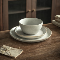 Service de table décontracté en céramique artisanale, émail réactif moucheté, assiettes et bols, compatible micro-ondes, luxe léger, rétro, haute qualité