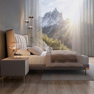 Кожаная кровать размера «King-Size» в итальянском стиле, современная роскошная двухместная деревянная кровать для спальни, гостиничная мебель размера «Queen-Size», кровать - Product Image 4