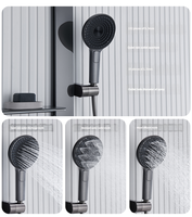Ensemble de douche thermostatique de pluie numérique LED en laiton de luxe étagère murale de conception de clé de piano finition chromée Jet en céramique brossé