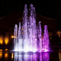 Fuente de Agua Danzante Redonda Pequeña de Acero Inoxidable para Jardín y Patio, con Música y Decoración para Exteriores
