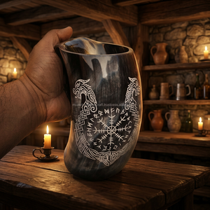 Natural Ox Horn Mug Viking Drinking Horn Polished <b>Beer</b> Tankard Mug Pub Barware Wholesale Hand Carved Viking Style Drinking MUG - Product Image 6