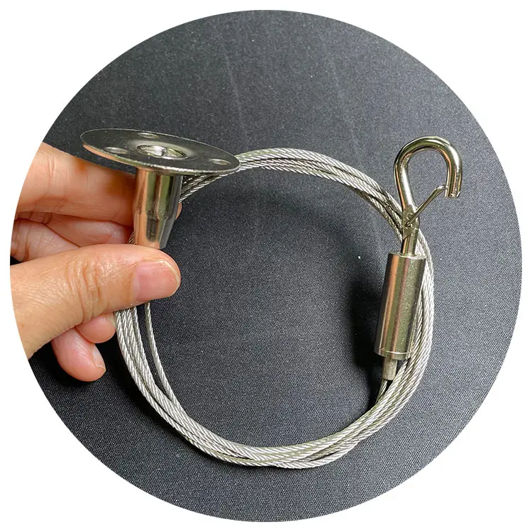 Picture Hanging Rope Wire 2 Packs filo di acciaio inossidabile con anello e gancio 1.5mm x 2 m Heavy Duty Frame Hanger Rope per lampada leggera