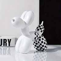 Ornements Chien Ballon Noir et Blanc à Carreaux, Art Moderne Semi-Fait Main, Décoration d'Anniversaire pour la Maison, le Bureau, les Armoires et le Salon