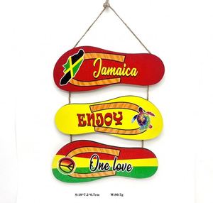 Jamaica Flag Flip Flop Mermaid Beach Theme Welcome Home Decor Door Sign Hanging <b>Wooden</b> Door Sign Welcome Signs Home - Product Image 4