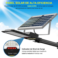 Lampe solaire LED de rue à commande à distance, étanche IP67, 300W, monocristalline, batterie rechargeable, extérieur, sécurité, crépuscule-aube, 6500K