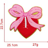 Patch brodé en forme de cœur de grande taille pour la Saint-Valentin, lettres en chenille, motifs floraux, patchs d'amour pour vêtements ou sacs