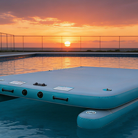 Hailebao Plateforme flottante gonflable portable en PVC pour sports nautiques 300x200x15cm, en tissu Drop-stitch, pour ponton, bateau de pêche, tapis aquatique