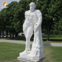 Estatua de Hércules de Mármol de Tamaño Real MILY, Escultura Griega Antigua Tallada a Mano para Jardín o Villa al Aire Libre
