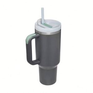 Custom Logo Stainless Steel <b>Insulated</b> Drinking Thermal Coffee <b>Mug</b> 40oz 2-in-1 Lid and Straw with Handle - Product Image 3