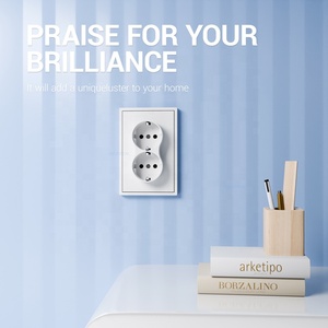 Thiết Kế Hiện Đại Ban Đầu Matte Cảm Giác Da Sơn Đôi Điện Đức Tường Ổ Cắm Màu Vàng Schuko 2P + E Ổ Cắm Ổ Cắm - Product Image 3