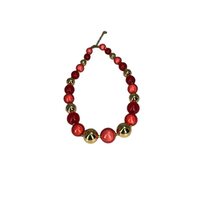 Fashion Beaded <b>Bracelet</b> 316L Stainless Steel PVD Gold Plating Sustainable Resistant <b>Red</b> and Gold Beads - Product Image 1