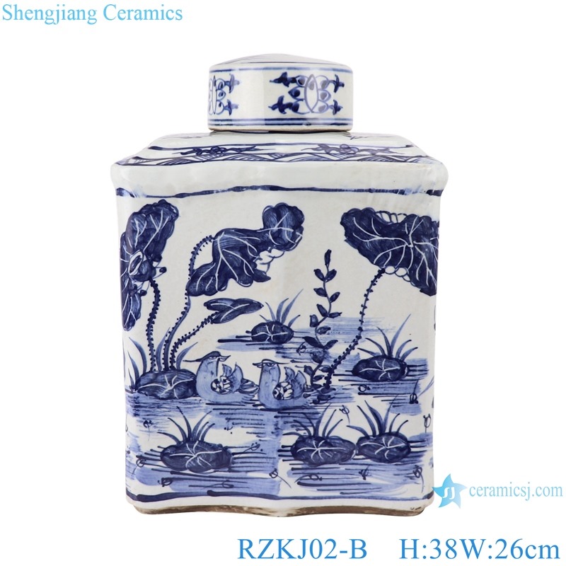 中国　景徳鎮製款　青花　神獣花文　八角面取瓶　高さ約48cm　V　R7338F 景徳鎮『青花八宝抱月扁瓶』