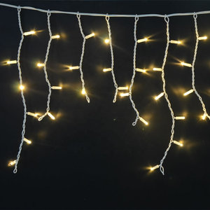 ไฟตกแต่งรูปน้ำแข็งย้อยแบบ Meteor Shower IP65 ความยาว 10 ม. 50 ม. 100 ม. สายสีขาว หลอด LED ขนาดใหญ่ แสงวอร์มไวท์ ใช้ไฟ AC 220V สำหรับตกแต่งภายนอกอาคาร ตกแต่งคริสต์มาส ตกแต่งชายคาอาคาร - Product Image 1