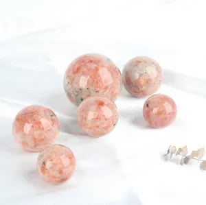 Cristales naturales de alta calidad, piedra curativa, Mini bolas de esfera de piedra solar dorada