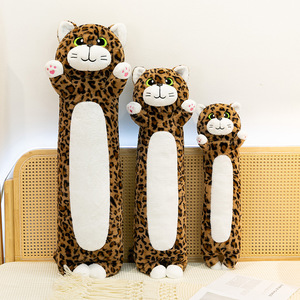 Almohada Larga de Peluche con Diseño de Gato a Rayas y Estampado de Leopardo, Personalizable con Logotipo, Juguete de Peluche de Gatito, Muñeco de Animal de Peluche, Cojín Suave para Dormir - Product Image 1