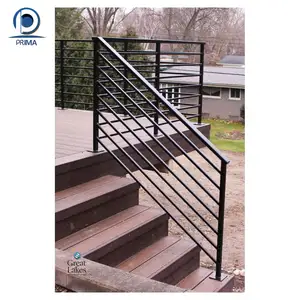 Goedkope Ms Vierkante Pijp Balkon Reling Stalen Trapleuning Leuning Glas Reling Balustrade Glazen Balustrade Glazen Leuning