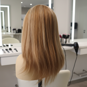 Parrucca Lunga con Cappuccio Intero in Pizzo Francese Trasparente, Lati in Polietilene, Base Posteriore, Capelli Europei, Densità 130%, Senza Colla, con Riflessi Naturali Veri - Product Image 6