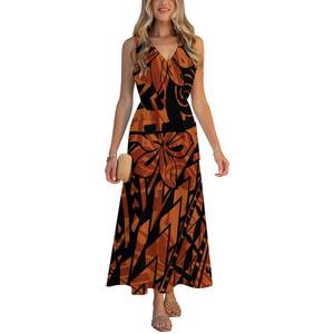 Vestido sin Mangas para Mujer, Estilo Vacacional, Vestido de <span class=keywords><strong>Playa</strong></span>, Talla Grande, Estilo Samoano, Cuello en V, con Bolsillo, Precio de Fábrica al por Mayor - Product Image 2