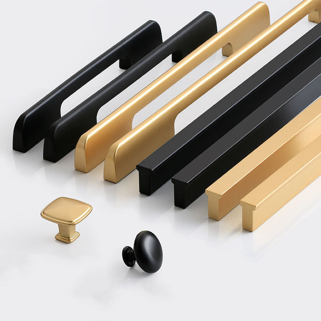 Aluminium Alloy Zinc Furniture Hardware Pulls Cabinet Cupboard Dresser Wardrobe Drawer Door Bedroom Gold Black Exterior Outdoor