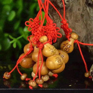 Porte-clés en bois de pêche élégant et raffiné, 3,5 cm, style chinois, pendentif porte-bonheur pour téléphone portable, ornement décoratif - Product Image 4