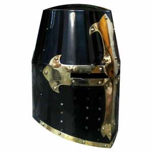 Médiévale Croisé Casque Pain Templier Chevalier Casque Fait Main Noir Finition En Laiton Design Doublure - Product Image 6