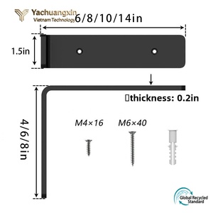 Yachuangxin Flat Iron Connector <b>Bracket</b> <b>Black</b> Matte Finish 90 Degree Home Installation Hardware - Product Image 3