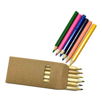 Ensemble de crayons de couleur miniatures de 3,5 pouces pour la promotion scolaire personnalisée, crayons en bois avec logo, étui en plastique, emballage en carton kraft, crayons Shengyada