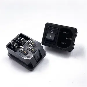 Ac Socket 10a 250v Ac 2 In 1 Power Socket With Black Push Button Socket