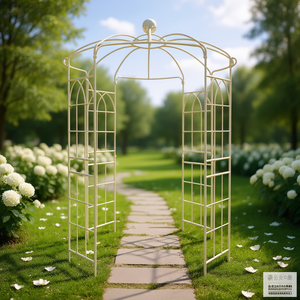 Arche de jardin en métal 81,3'' H x 114,2'' L, forme cage à oiseaux, pergola pour cérémonies de mariage - Product Image 2