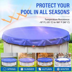 Bâche durable de couverture de <span class=keywords><strong>piscine</strong></span> d'hiver PE et PVC forts avec la couverture protectrice de corde en acier pour des piscines au sol dans la saison d'hiver - Product Image 4