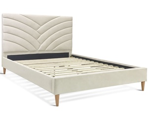 Mobili per la casa King Size velluto crema tessuto imbottito ragazza doppio materasso letto con <span class=keywords><strong>gambe</strong></span> in legno massiccio - Product Image 2