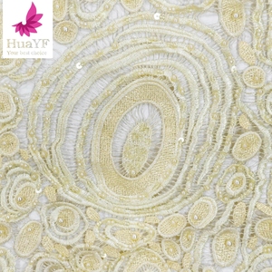 HY1362 gran oferta nuevo africano pesado hecho a mano con cuentas guipur tela de encaje <span class=keywords><strong>lentejuelas</strong></span> perla bordado <span class=keywords><strong>vestido</strong></span> de encaje Aso Ebi - Product Image 4