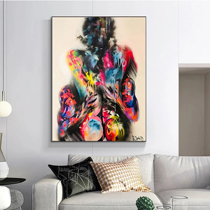Stampe su Tela di Cotone con Figure Astratte, Graffiti, Nudo, Donna Sexy, Amanti, Arte Moderna per Soggiorno, Decorazione Casa - Product Image 4