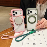 Coque de téléphone TPU + PC magnétique rotative à 360 ° pour iPhone 12 13 14 15 16 17 Pro Max Couvertures anti-chute à quatre coins Sangle anti-chute