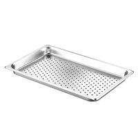 Bol de service rectangulaire perforé en acier inoxydable pour buffet chauffant commercial, avec fonction de drainage électrolytique