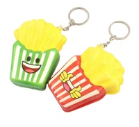 Balle anti-stress souple en forme de hamburger, hot-dog et frites, jouet tendance, alimentaire de dessin animé, porte-clés anti-stress