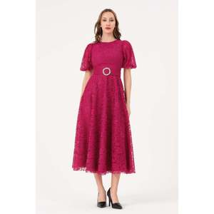 Chemisier élégant pour femme DANS, couleur prune, manches longues, avec structure plissée pour la vente en gros - Tailles 38-42, Modèle 1592 - Product Image 1