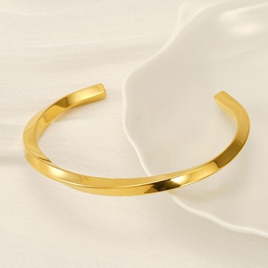 Zogxin Stainless Steel C Shape Open Bangle 18K Gold Silver Color <b>Adjustable</b> Unisex Jewelry Gift <b>Bracelet</b> - Product Image 2