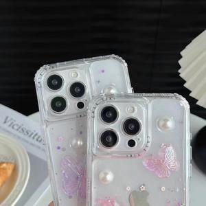 Personalizado 3 en 1 de lujo claro TPU PC diseño nueva mariposa brillo epoxi transparente Fundas teléfono <span class=keywords><strong>funda</strong></span> protectora para iPhone 16 12 - Product Image 6