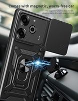 Étuis de téléphone mobile à fenêtre coulissante pour Tecno Pova 7 Pro Ultra 6 Pro 4G 5G Protection de l'appareil photo coulissant Anneau de support de téléphone Coque arrière de téléphone