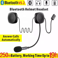 Untuk 5.2 Headset helm sepeda motor LED BK IPX-5 tahan air nirkabel otomatis menjawab panggilan bebas genggam untuk berkendara aman