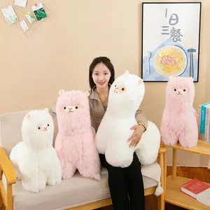Granja realista animales de zoológico Alpaca juguete de peluche decoración del hogar almohada suave blanco rosa Alpaca juguetes de animales de peluche