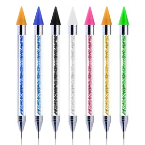 Wholesale Crystal Colorful Pick Up Pen Picker Diamond Painting Pen Nail Art Brush Wax Pencil For Rhinestones Nail Salon