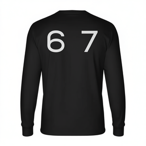 Six Seven 6 7 Meme T-shirt à manches longues pour adulte unisexe noir large - Product Image 2