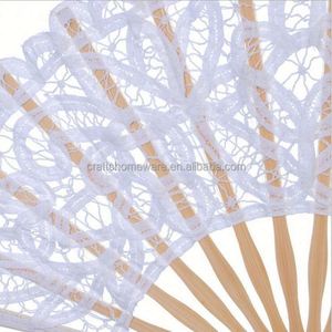 Abanico de encaje bordado a mano, doble capa, plegable, color beige, recuerdos de boda para invitados, manualidades. - Product Image 2