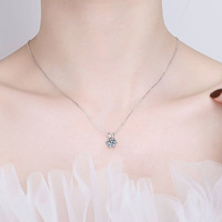 Collier classique en argent sterling S925 à six griffes pour femme, chaîne de clavicule minimaliste élégante avec pendentif en moissanite, rhodié/or/platine