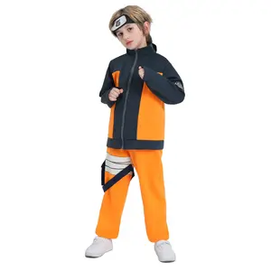 Classic Uzumaki Cosplay Costume Anime Ninja Costume Boy Performance Costume Japanese Cartoon Clothes Jacket Top Pants for Kids