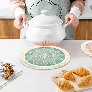 Sets de table à manger ronds en polyester, nouveau design de luxe, en coton et en papier, pour mariage - Product Image 5