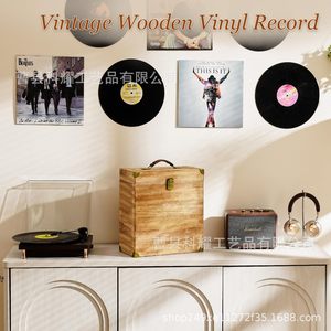 Wooden Vinyl <b>Record</b> Storage Box Rectangle Burnt Color <b>Standing</b> Type For Home Office Use - Product Image 3
